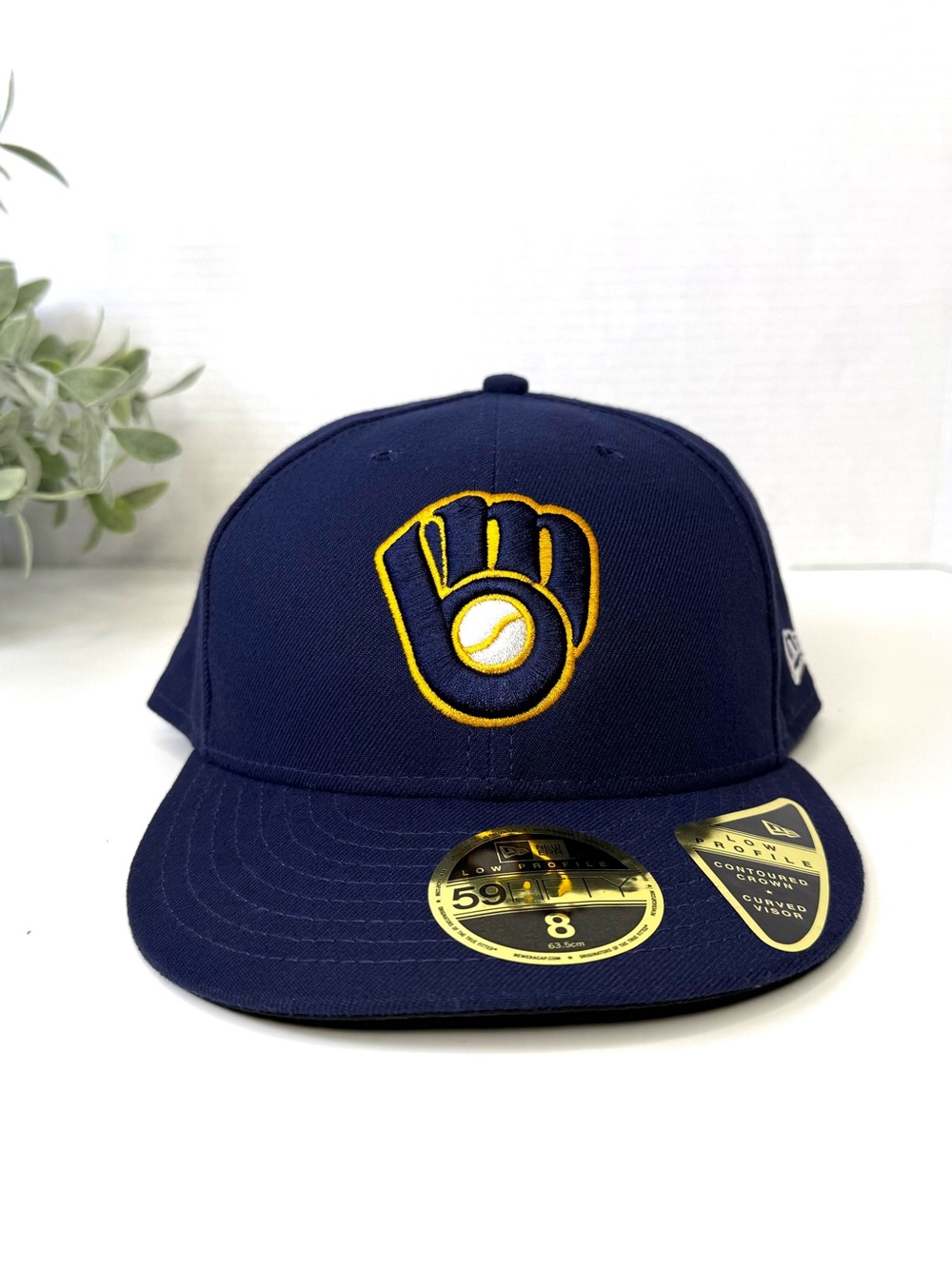 Milwaukee Brewers New Era 59 Fifty Low Profile Contoured Crown Curved Hat Size 8